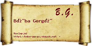 Bába Gergő névjegykártya
